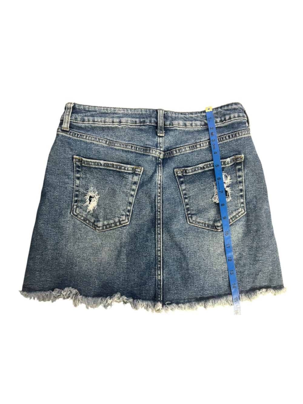 JBD Distressed Denim Mini Skirt Size 6 Blue - Picture 5 of 6